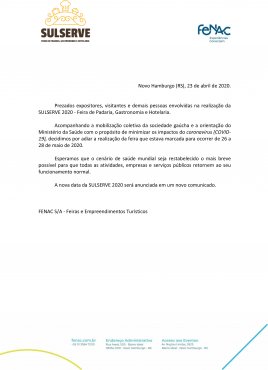 Comunicado oficial sobre adiamento da Sulserve